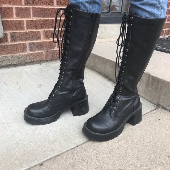 Black Chunky Platform Combat Boots 